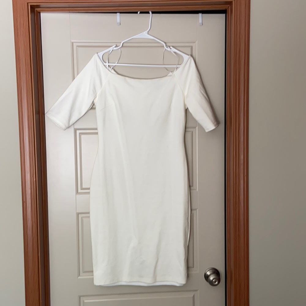 White Off the Shoulder Midi Dress